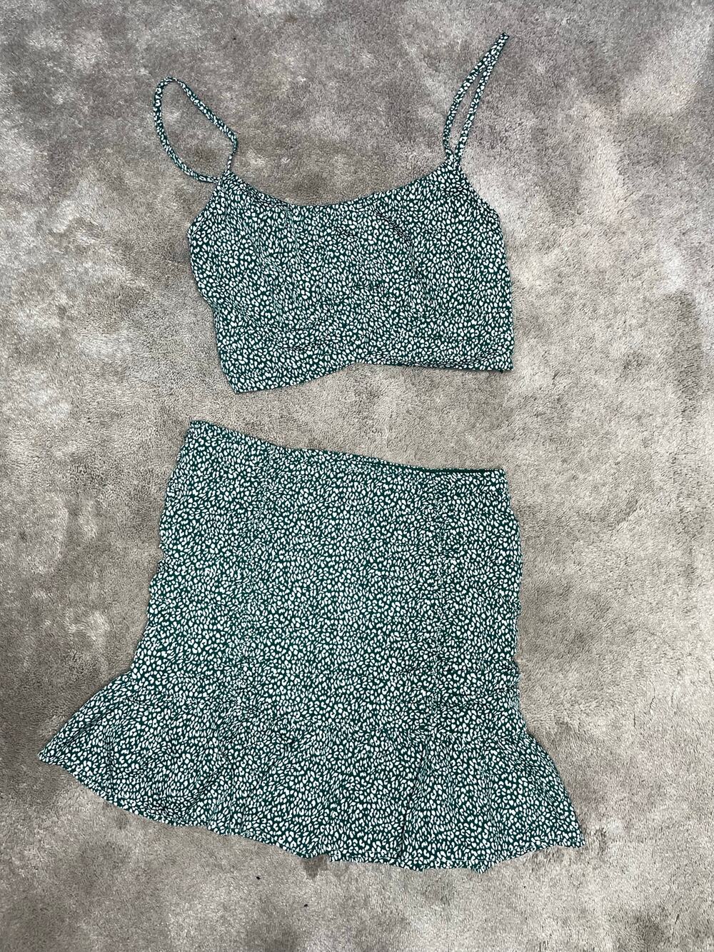 MABLE Matching Mini Skirt Set Green Womens Size Small